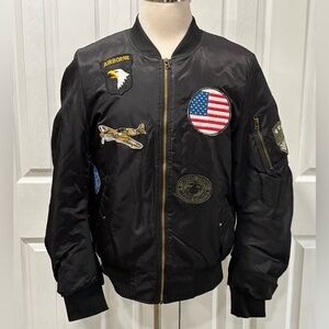 AMERICAN STITCH MENS MILITARY BLACK BOMBER JACKET SIZE XL